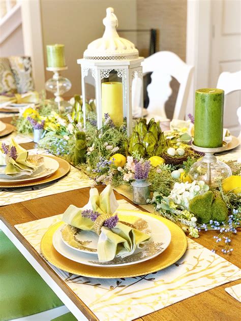 April Spring Decorations Dining Room Table Setting And Centerpiece For