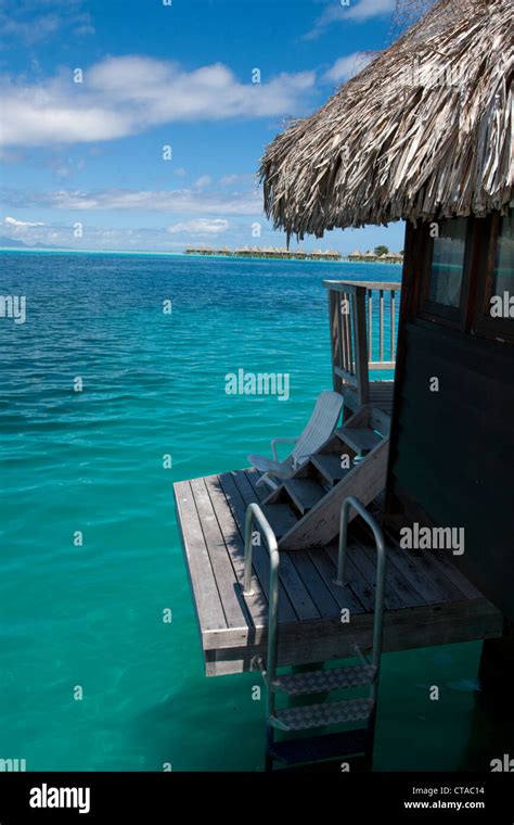 Overwater Bungalows On Stilts At A Resort Hotel Bora Bora French