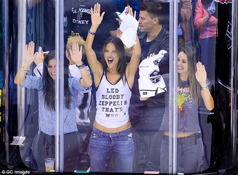 Alessandra Ambrosio Blows A Kiss From The Front Row At Kings Hockey