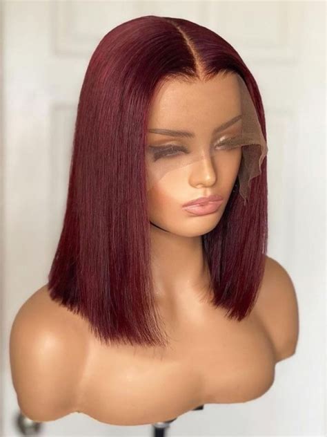 Yswigs Straight Hair 13x6 Hd Lace Front Wig Human Hair Wigs 99j Red Burgundy Human Hair Deep