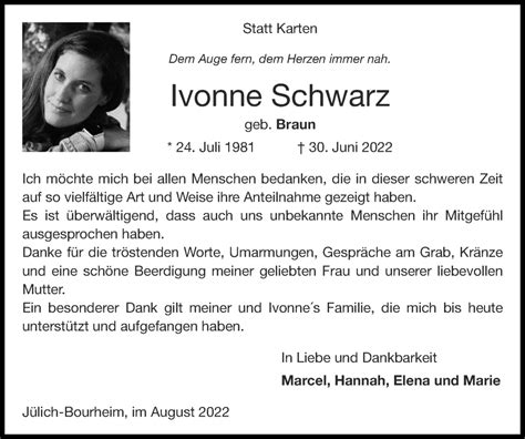 Traueranzeigen Von Ivonne Schwarz Aachen Gedenkt