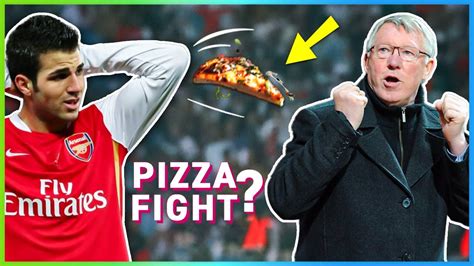 the story of why fabregas threw a pizza slice at sir alex ferguson youtube