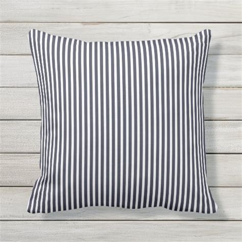 Navy Blue Outdoor Pillows Oxford Stripe