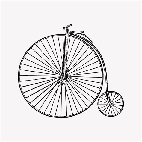 Vintage Big Wheel Bicycle Engraving Premium Vector Illustration