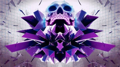 Purple Skull Digital Wallpaper Abstract Skull Pixelated Digital Art