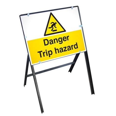 Danger Trip Hazard Sign With Stanchion Frame Road And Traffic Signs
