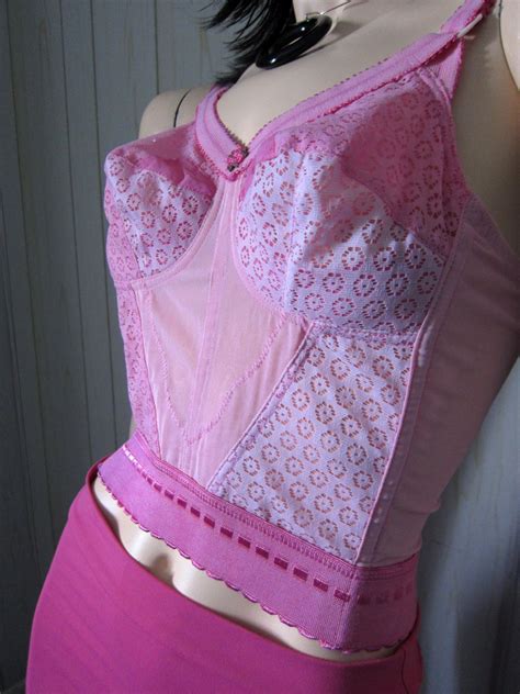 vintage sweet girly pink perky pinup lacey bustier bra top ooak sz 34b