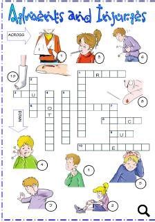 5 comments for injuries and illnesses. Ailments, Injuries and Diseases Picture Crossword