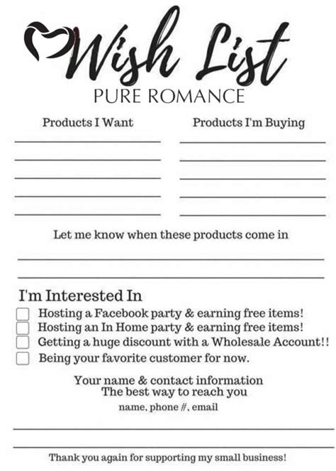 Pure Romance Order Form Free Printable