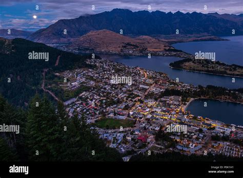 Cityscape Of Queenstown And Lake Wakaitipu With The Remarkables In The