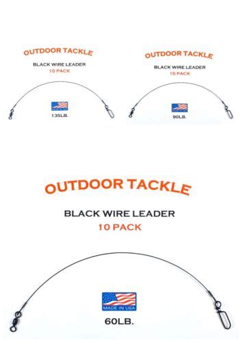 Black Wire Leaders 10 Pack Afw Surflon 1x7 60lb 90lb 135lb Made
