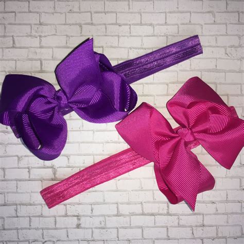 Boutique Bow Headbands Purple Headband Pink Headband Hair Bow