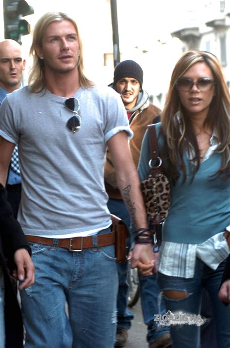The famous beckham logo was based on the pose he makes when running to take a free kick and was introduced to beckham's signature boots and products in 2004. 2004 - Jan. 14th - Victoria and David at Dolce & Gabanna ...