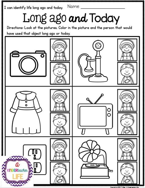 Unfortunately, some students find the facts in history, geography and. Life Long Ago and Today Activities and Sorting Worksheets | Kindergarten social studies, Social ...