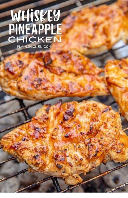 Featured in 5 delicious chicken dinner recipes you'll never get. Whiskey Pineapple Chicken | Grilled chicken recipes, Bbq ...