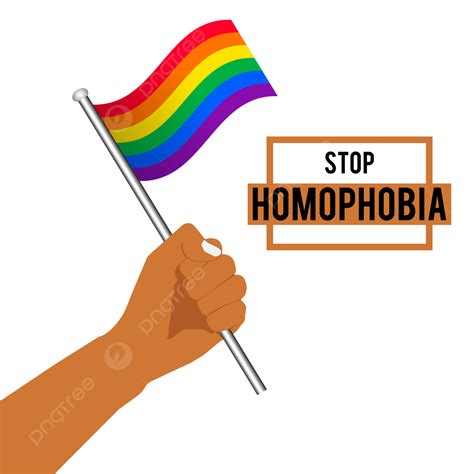 รูปหยุด Homophobia Hand Rise ด้วยธง Png หยุด Homophobia Hand Rise