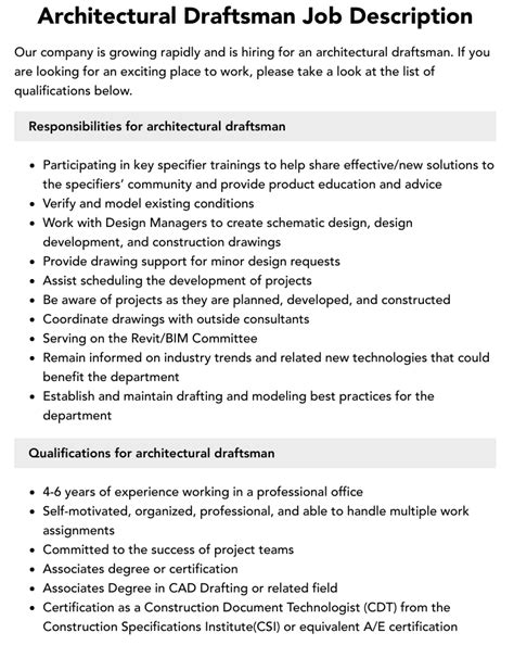 Architectural Draftsman Job Description Velvet Jobs