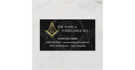 This card will feature your picture, the official emblem for the freemasons, your chapter's contact information and your contact information. Masonic Business Cards | Black and Gold Freemason | Zazzle.com