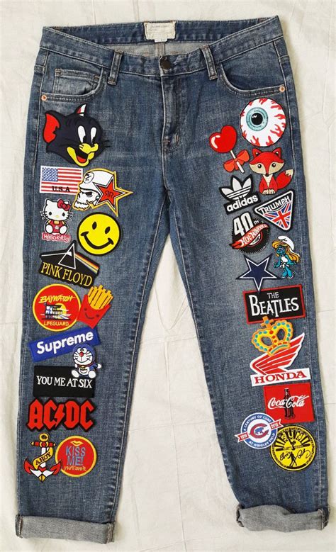 Patched Denim Patched Jeans Reworked Vintage Jeans With Patches Vintage Clothes Crafts