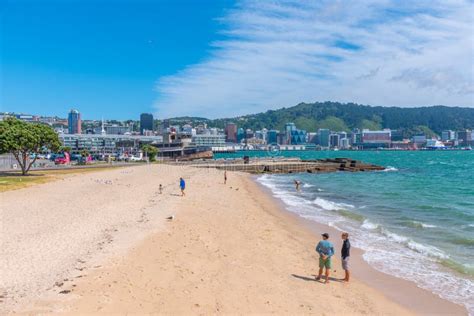 Oriental Bay Beach In Wellington New Zealand Stock Photo Image Of