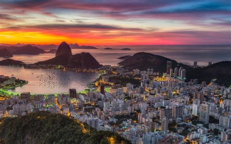 Rio De Janeiro Guanabara Bay Brazil South America Sunset