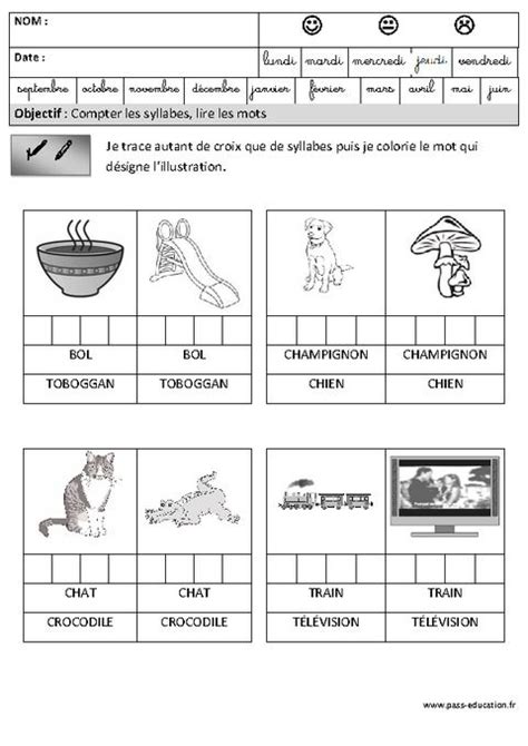 Cours maternelle, exercice pour moyenne section. Syllabes - Phonologie - Maternelle - Grande section - GS ...