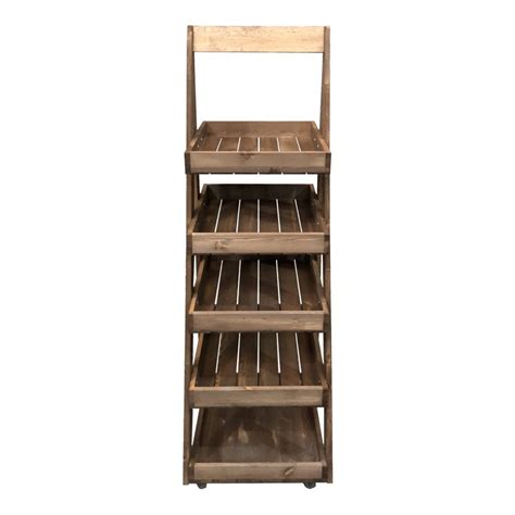 Mobile Rustic Brown 5 Tier Slanted Wooden A Frame Display Stand