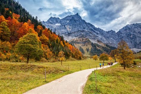 Path Through Autumn Mountain Landscape In The Alps Engalm Austria