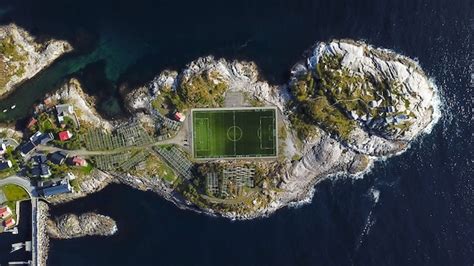Premium Photo Aerial View Of Football Field Or Soccer Field In The