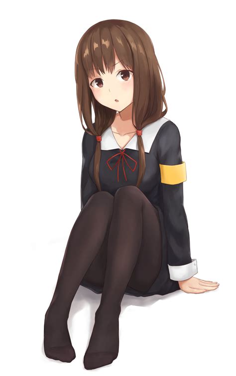 Safebooru 1girl O Absurdres Armband Black Dress Black Legwear Blush Brown Eyes Brown Hair