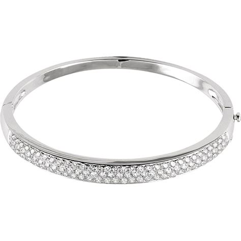 Jewelplus 14k White Gold 3 Ct Diamond Pavé Bangle Bracelet Walmart
