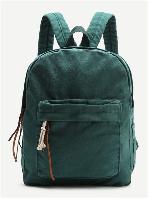 Distressed Zipper Front Canvas Backpack Sheinsheinside