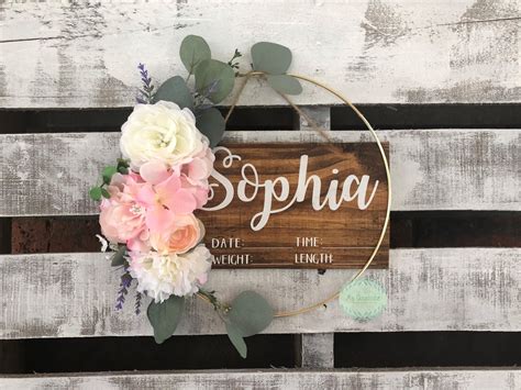 Baby sensory sign for flowers. Hospital Door Hanger Floral Baby Girl Pearls Rustic | Etsy ...