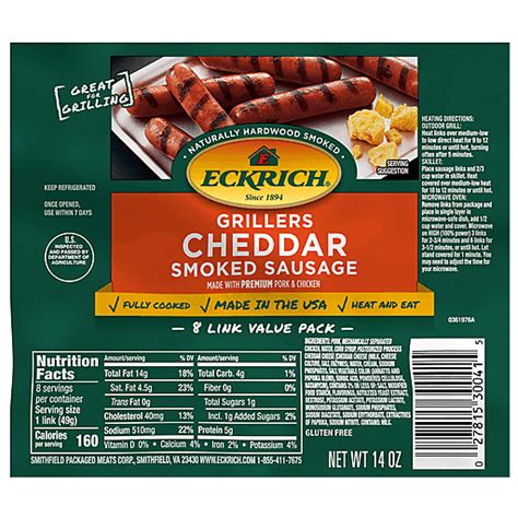 Eckrich Smoked Sausage Cheddar Grillers Value Pack Oz Pork Riesbeck