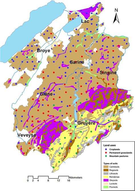 Map Of Soil Types And Location Of The 250 Sites In The