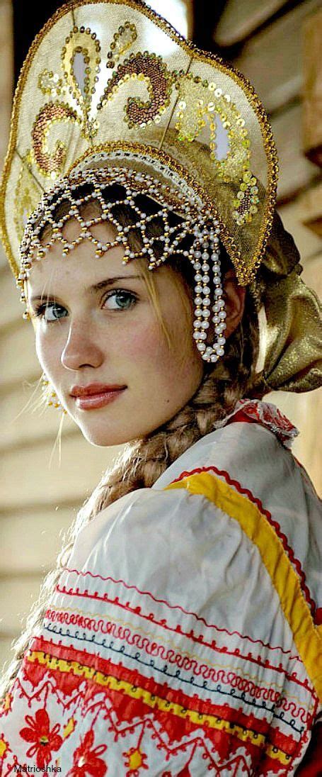 Russian Girl W Kokoshnik A Traditional Piece Of Female Headware Dating Back To The 17th