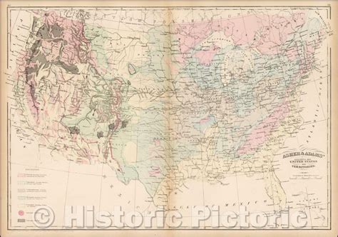 Historic Map Asher And Adams Geological Map United States And Its Ter