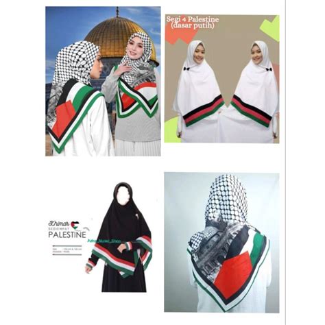 Jual Kerudung Segi Empat Palestina 2 Sisi Manset Rajut Palestine