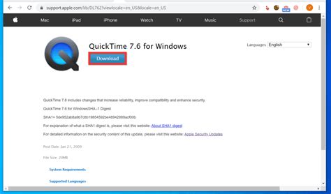 Quicktime Windows 10