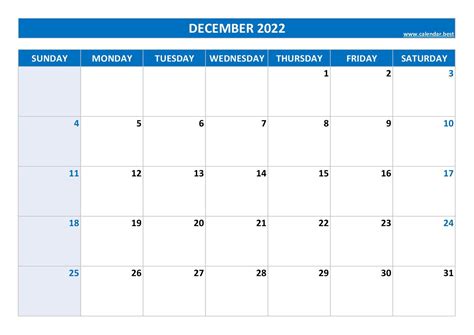 December 2022 Calendar Calendarbest