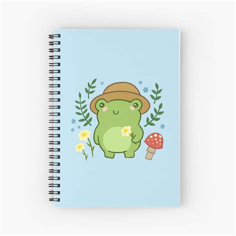 Cute Frog With Hat Mushroom Kawaii Aesthetic Cottagecore Spiral