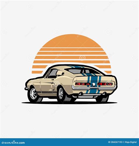 American Muscle Car Vector Art Illustration Car Isolated In White