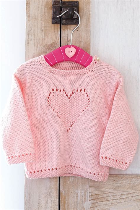 Baby Girls Jumper With Heart Knitting Pattern The