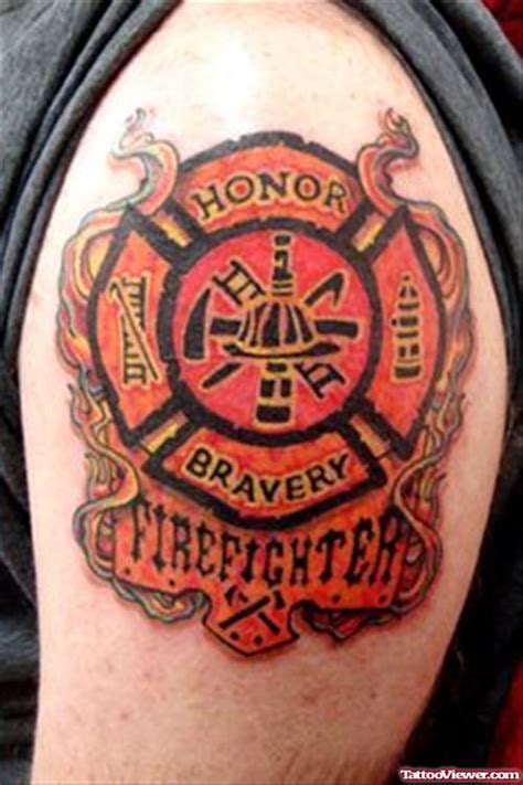 Left Back Shoulder Firefighter Tattoo
