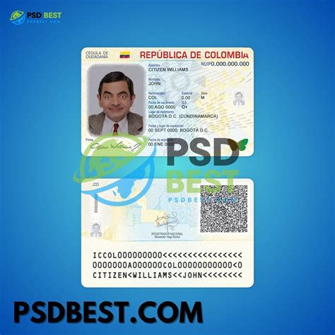 Colombia Fake Id Card Fully Editable Psd Template Psd Best