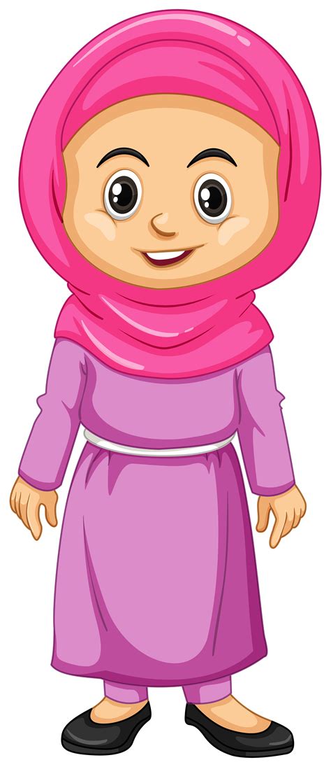 Muslim Girl In Pink Costume 301636 Vector Art At Vecteezy