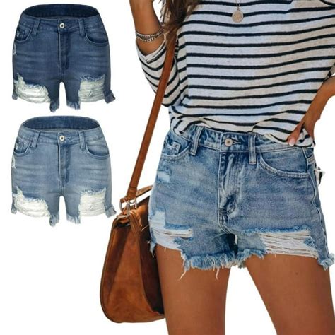 Alvage Cut Off Denim Shorts For Women Frayed Distressed Jean Short
