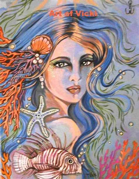 Blue Mermaid 11 X 14 Inch Acrylic On Canvas Sold Quarto Sereia