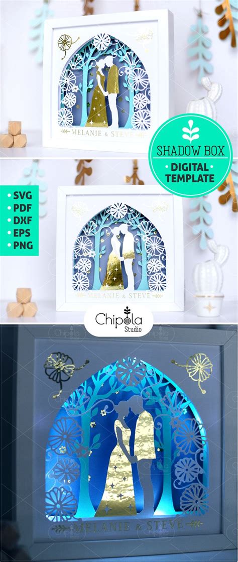 Wedding Shadow Box SVG 3d Papercut SVG Paper Art Template | Etsy