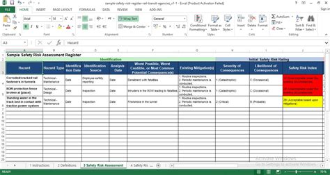 Project Risk Register Template In Excel